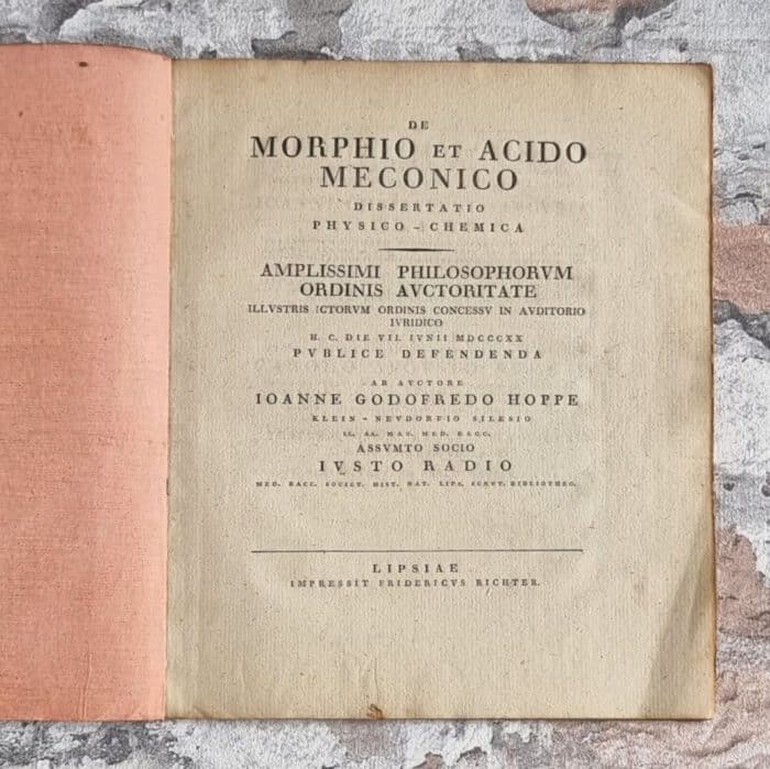 Hoppe, Johann Gottfried und Justus Radius. De Morphio Et Acido Meconico. – Bild 6