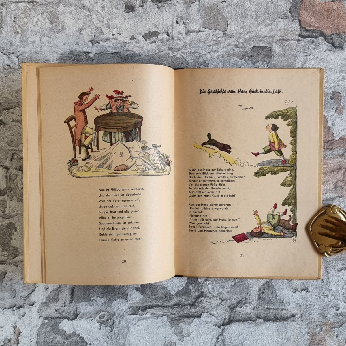 16000-005-hoffmann-struwelpeter-hans-guck-luft Hoffmann, Heinrich. Der Struwelpeter. – Bild 5