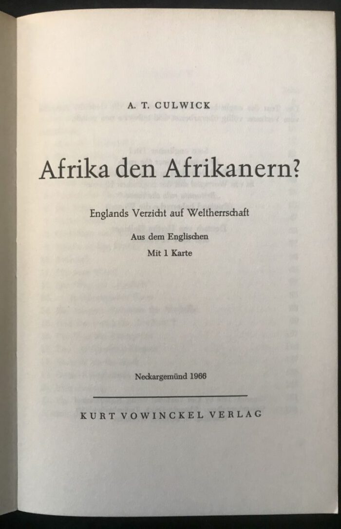 Culwick, Arthur Theodore. Afrika den Afrikanern? – Bild 2