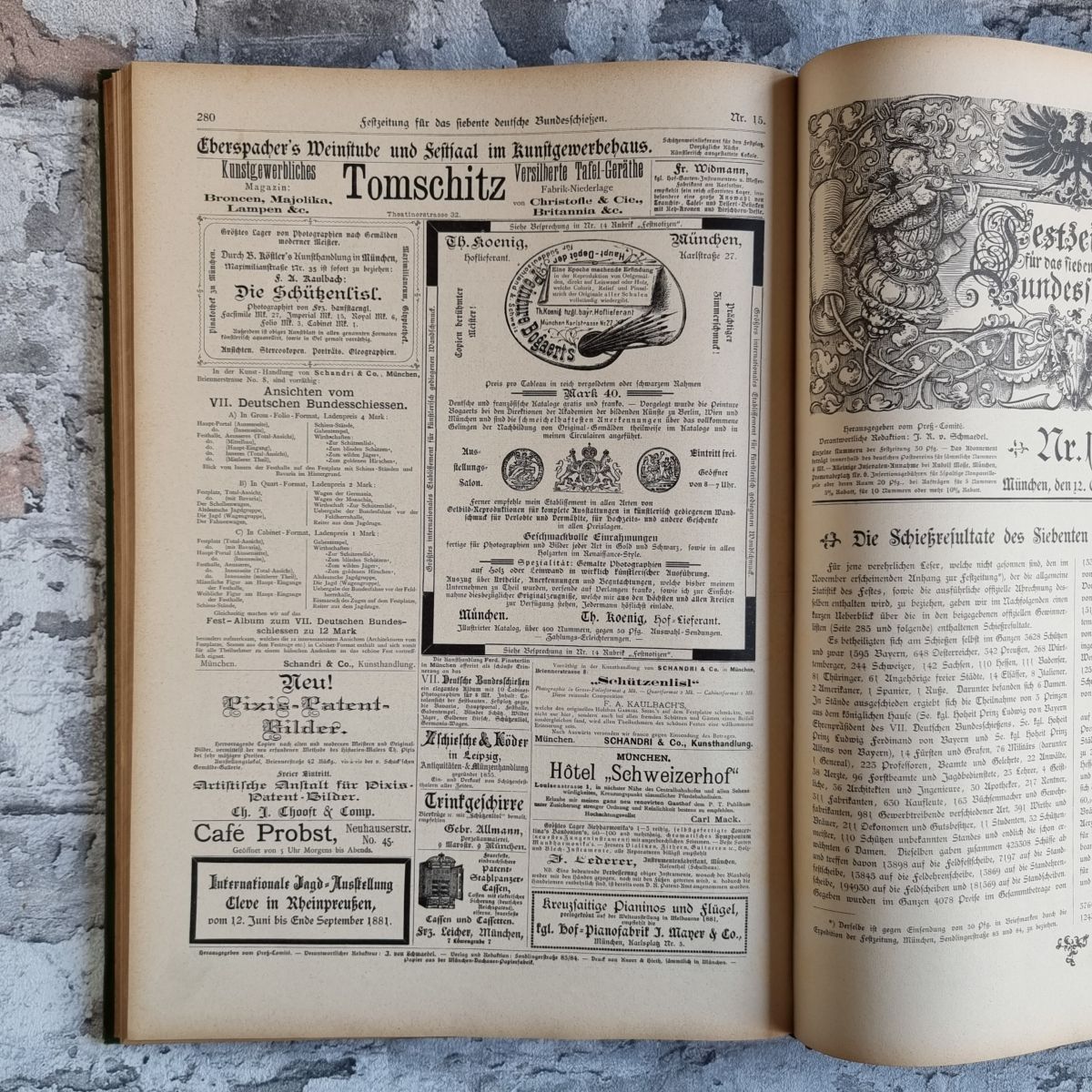 32006-010-siebentes-deutsches-bundesschiessen-muenchen-1881-festzeitung-reklame Siebentes Deutsches Bundesschießen München 1881. – Bild 10