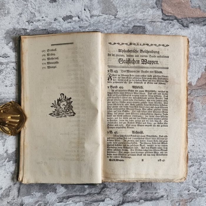 (Seyfart, Johann Friedrich). Der durchlauchtigen Welt vollständiges Wappenbuch. Vierter Band welcher die Gräflichen Wappen von No. 391 bis 571 nebst einer Beschreibung der sämtlichen Wappen des zweyten, dritten und vierten Bandes enthält. – Bild 5