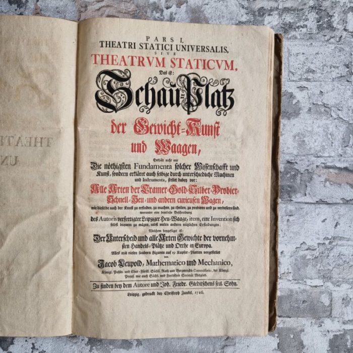 Leupold, Jacob. Theatrum staticum universalis sive ... Pars I-IV. – Bild 3