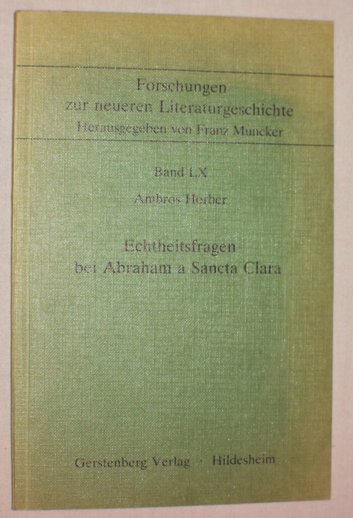 Horber, Ambros. Echtheitsfragen bei Abraham a Sancta Clara. – Bild 5