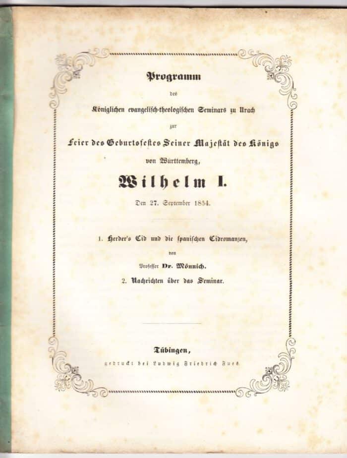 Mönnich, (Wilhelm Bernhard). Herder's Cid und die spanischen Cidromanzen. – Bild 1