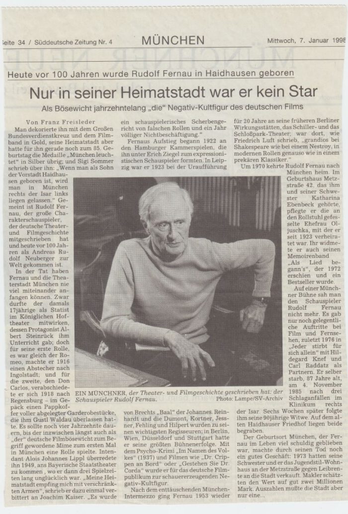 Fernau, Rudolf (1898 bis 1985; Theater- und Filmschauspieler). Eigenhändiges Widmungsblatt und Portraitphotographie mit eigenhändiger Unterschrift recto und verso kurzes Dankschreiben. – Bild 4